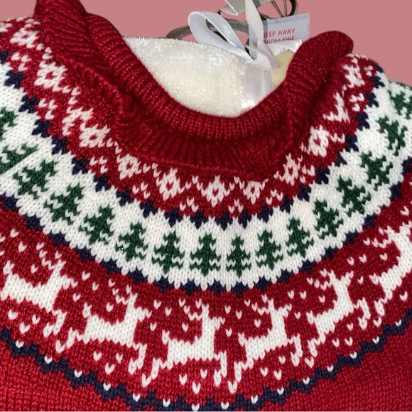 NEW TAHARI BABY FAIR ISLE KNIT SWEATER ROMPER SET• BONNET•TIGHTS•S/3-6M - Picture 4 of 12